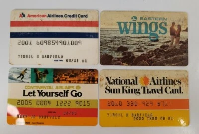 (4) De colección. Tarjetas de crédito de aerolínea: American, Continental, Eastern Wings, National Foto 1 de 4