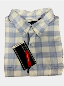 ROUNDTREE & YORKE Shirt Polyester Sky Navy/White size L - Picture 1 of 1
