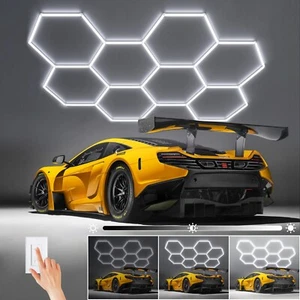 Hexagon Garage Lights Honeycomb LED Hexagon Light Dimmable 8 Grid 210W for Gym - Picture 1 of 8