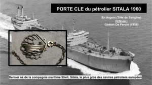 Porte clé en Argent du pétrolier Shell le Sitala réalisé par Gaetan de Percin - Picture 1 of 3