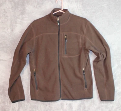 Chaqueta Jeffrey Banks Para Hombre Talla M Mediana Marrón Polar Cremallera Completa Foto 1 de 4