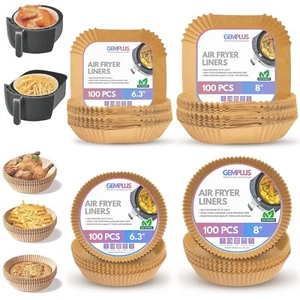 GEM+ | 100pcs Disposable Air Fryer Liners – Round & Square - 6.3" and 8" Sizes - Picture 1 of 21