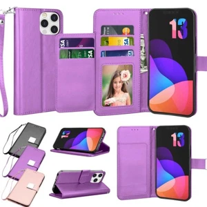 For iPhone 13 Pro Max / 13 Pro / 13 Case Wallet Leather Card Flip Fold Cover - Picture 1 of 24