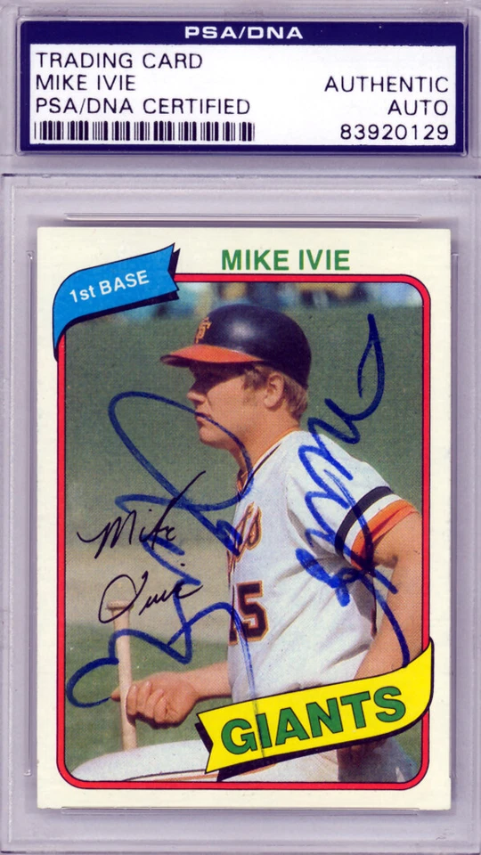 Mike Ivie Autographed 1980 Topps Card #62 San Francisco Giants PSA/DNA #83920129 - Image 1 of 1