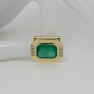 Anhänger für Bajonettverschlüsse ca. 7,00ct Smaragd + ca. 0,30ct Brill. 14K Gold - Bild 1 von 4