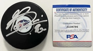 Elvis Merzlikins Signed Autographed Columbus Blue Jackets Hockey Puck PSA/DNA - Picture 1 of 1