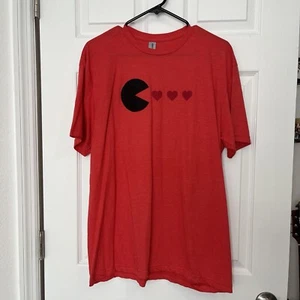 Camisa Pac-Man L Juego Fantasma Corazón Pellet Brezo Rojo Arcade Día de San Valentín NUEVA - Imagen 1 de 5