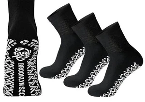 3 Pairs of Non-Skid Diabetic Cotton Quarter Socks with Non Binding Top Black ... - Picture 1 of 7