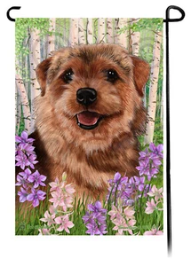 Spring Flowers Garden Flag - Grizzle Norfolk Terrier - Picture 1 of 1