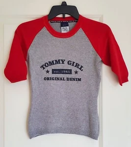 Vintage Tommy Girl Hilfiger Jeans Sweater M Spellout Small S Junior 1999 Y2K EUC - Picture 1 of 7