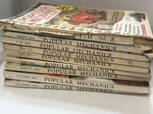 POPULAR MECHANICS MAGAZINE 1954 NINE (9) vintage Paperback Cars, Boat, Air, Home - Picture 1 of 10