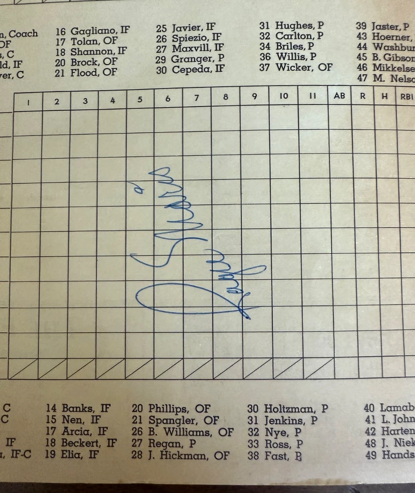 1968 ROGER MARIS autograph on CUBS SCORED CARD - CARDINALS - YANKEES - Image 1 of 4