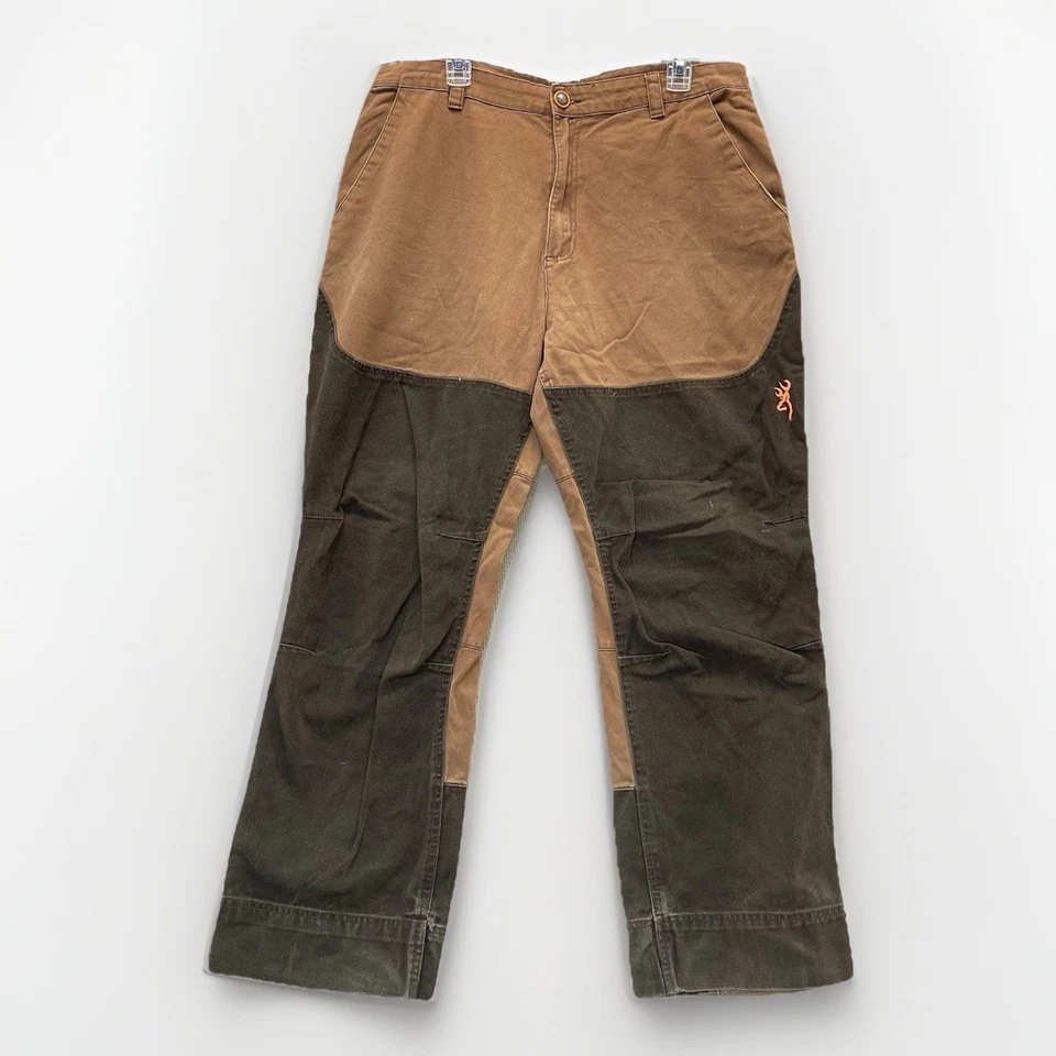 Calça jeans masculina de lona Browning 38x32 marrom joelho duplo chefe trabalho pato caça - Imagem 1 de 4
