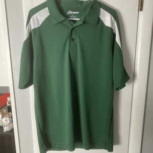 Paragon men’s green white striped polo shirt size medium short sleeve - Picture 1 of 3