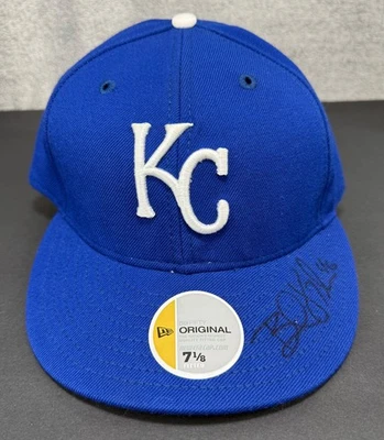 Kansas City Royals Hat Size 7 1/8 56.8 CM New Era 59Fifty Wool USA Autographed - Image 1 of 4