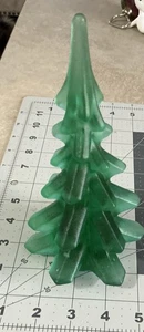 Frosted Green Glass Christmas Tree Art Satin 8  1/2” - Picture 1 of 5
