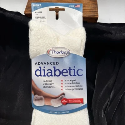 Thorlos Advanced Diabetic Padded Crew Socks White Men’s XL  NEW - Image 1 of 4