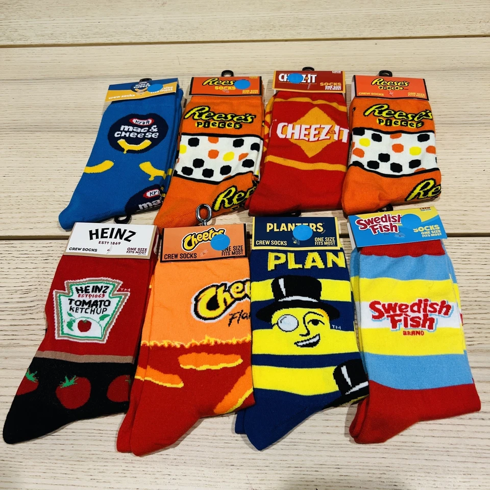 批量 8 件 Crew 袜子 新奇礼品套装 均码 Mac & 奶酪 Rees 花盆 Cheez — 第 1/1 张图片