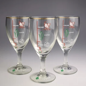 Set of 3 Vintage Irish Coffee Glasses Cream, Coffee, Sugar Whiskey Recipe Design - Picture 1 of 10