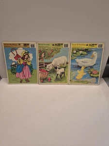Vintage Golden Frame Tablett Puzzle Menge 3, Little Bo Peep, Ente & Entlein, - Bild 1 von 8