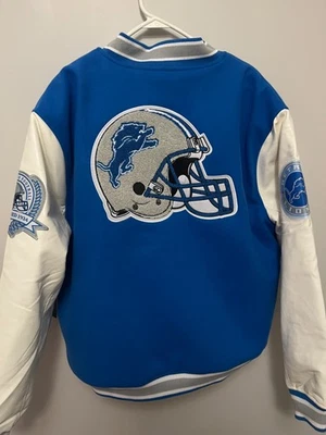 Detroit Lions Bomber Varsity Jacket Coat Mens XL NWT NFC Faux Leather NFL - Image 1 of 4