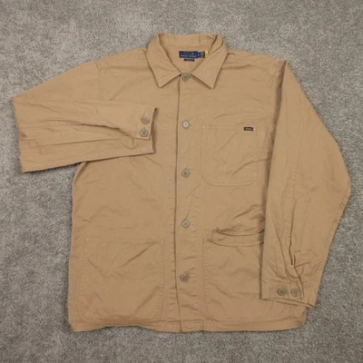 Chaqueta Polo Ralph Lauren Para Hombre Grande Marrón Sarga Utilidad Sobrecamisa Tareas Abrigo Foto 1 de 4