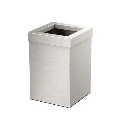 1914, Modern Square Waste Basket, Satin Nickel Foto 1 de 3