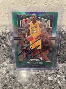 SHAQUILLE O'NEAL AUTOGRAPHED GREEN PRIZM CARD INSCRIBED NUMBER 34 🔥🔥🔥