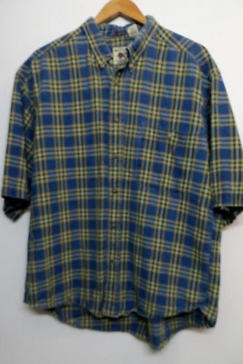 Madison Trader Indigo Shirt Mens XL Blue Multicolor Plaid Button Up Short Sleeve - Image 1 of 4