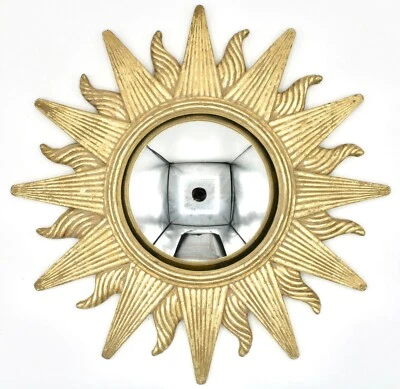 Mid Century Modern Gold Gilded Convex Sunburst Mirror Foto 1 de 4