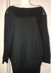 3X Who What Wear Womens Plus Size Black Button Accented Boat Neck Knit Top NWT - Picture 1 of 3
