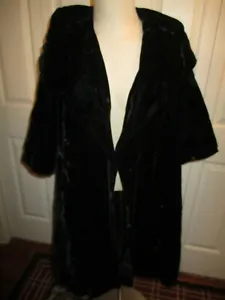 VTG 60's Big Shawl Collar BLACK VELVET Open Party Evening Coat 3/4 Sleeves M-L - Picture 1 of 11