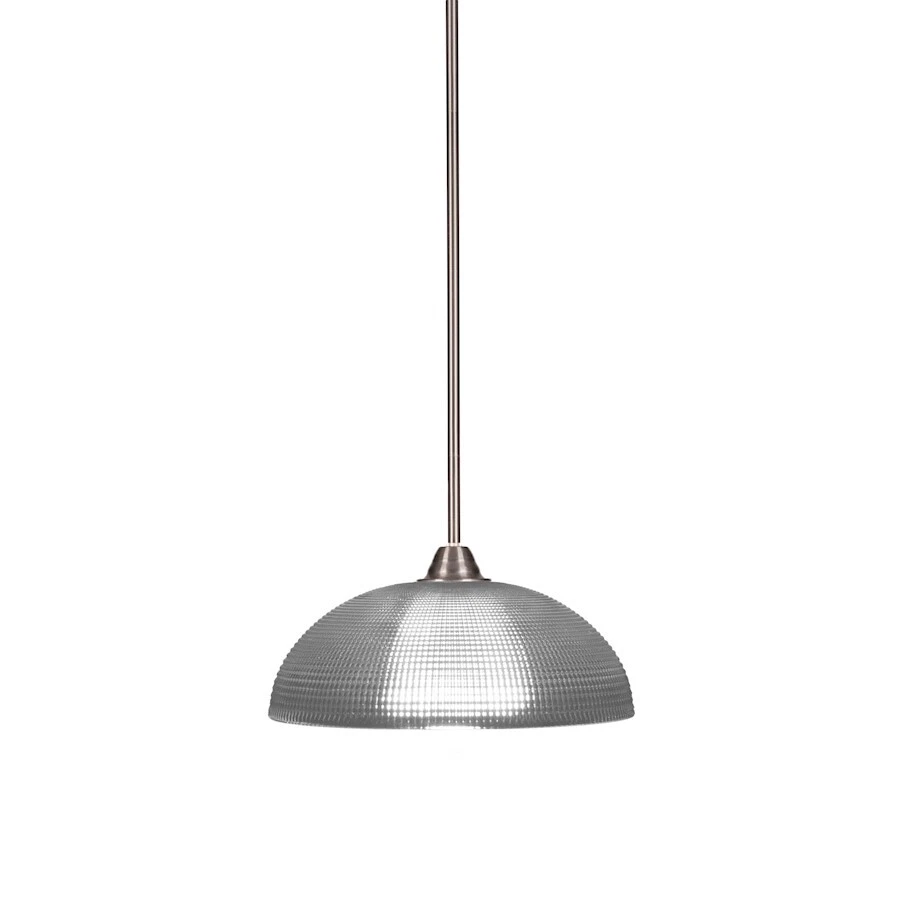 Toltec Paramount 1 Light Pendant, Nickel, 13" Clear Ribbed Glass - 3401-BN-540 - Изображение 1 из 1