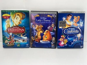 3 Disney Special Platinum Edition DVDs 2 Sealed Peter Pan Cinder 1 open Lady Tra - Picture 1 of 19
