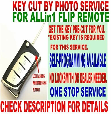 KEY CUT BY PHOTO L-FLIP REMOTE FOR 2004-06 ES330 OBD2 KEYLESS ENTRY FOB CHIP JDM - Image 1 of 4