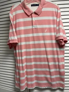 Nautica Coral Stripe Kurzarm Polo Herren XL Top Zustand - Bild 1 von 8