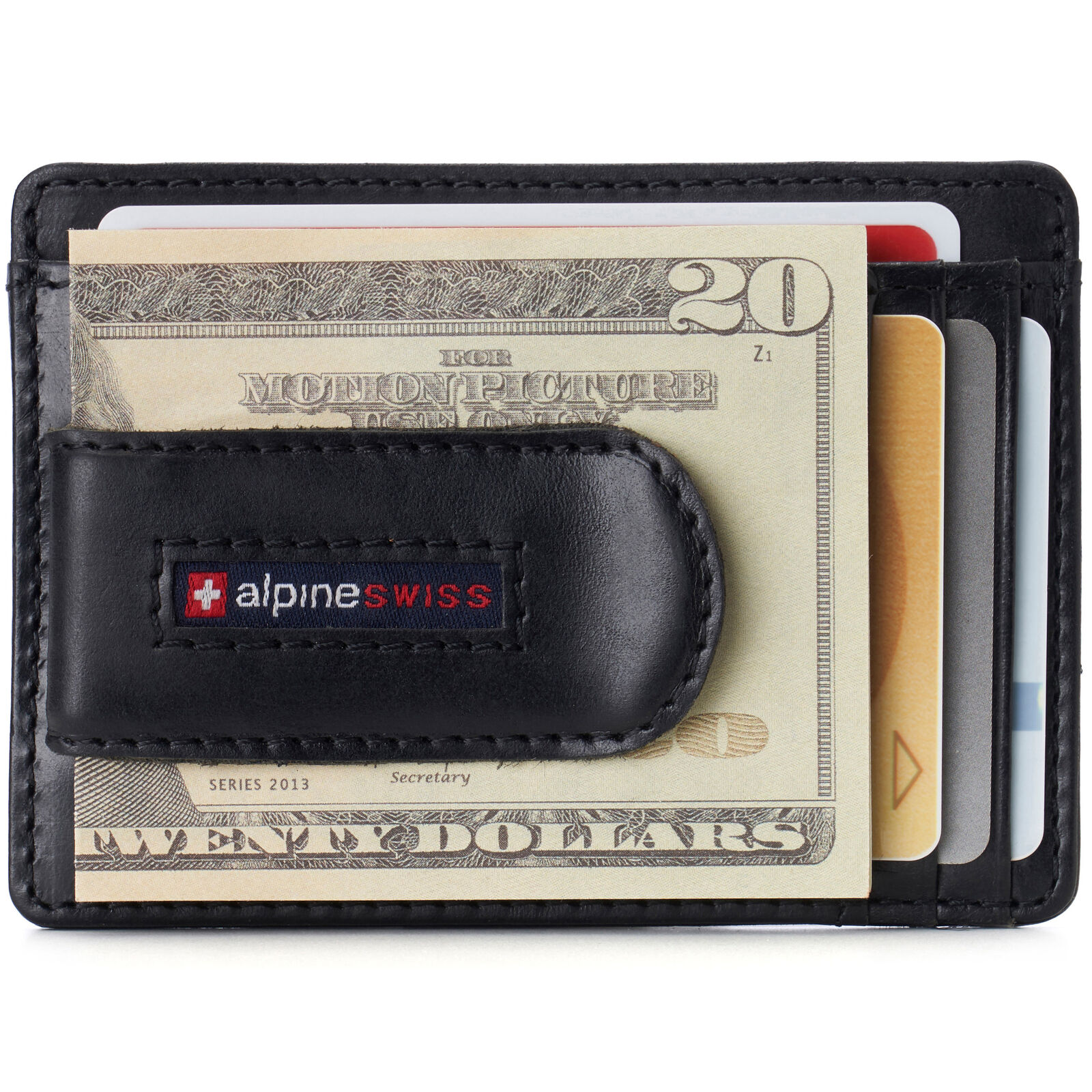 Alpine Swiss Mens RFID Safe Money Clip Minimalist Wallet ID Window Card Holder