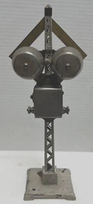 LIONEL PREWAR 69 WARNING BELL RAILROAD CROSSING SIGNAL SIGN - 9" TALL - WORKS! - Image 1 of 4