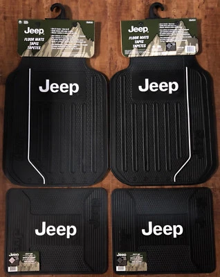 Jeep Elite Front and Rear Logo Car Truck Rubber Floor Mats Set NEW - Image 1 of 2