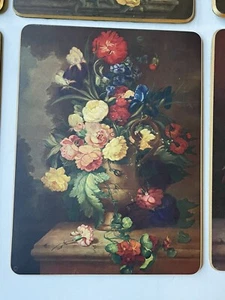 RARE *ART Floral Board Table 6 PLACEMATS FLOWERS Vases Felt Urns ROSES Bouquets - Picture 1 of 14