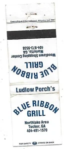 Blue Ribbon Grill-Marietta, GA. Vintage Matchbook Cover - Picture 1 of 2