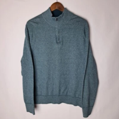 Bonobos Sweater Mens XL Green Slim Fit Pullover 1/4 Zip Cotton Cashmere Heather - Image 1 of 4