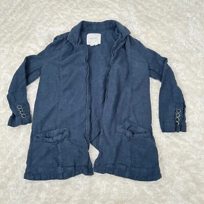 Anthropologie EE. UU. 0 Azul Marino Chaqueta Abierta Mezcla de Lino Náutica Preppy Costera Playa Foto 1 de 4