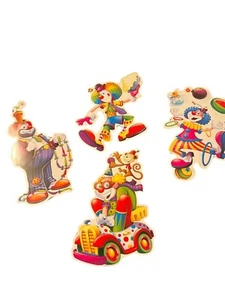 Lot of 4 2008 Beistle Clown Die Cuts Car Monkey Pie Colorful - Picture 1 of 6