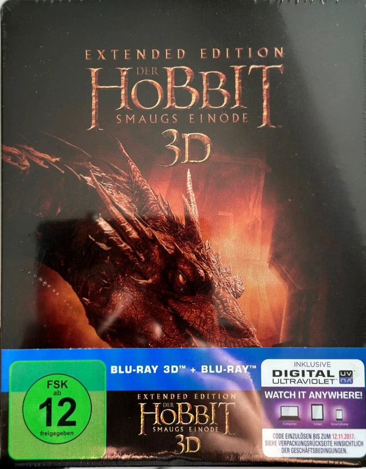 Der Hobbit - Smaugs Einöde - Extended Edition- Steelbook- 3D & 2D BluRay Neu OVP - Bild 1 von 1