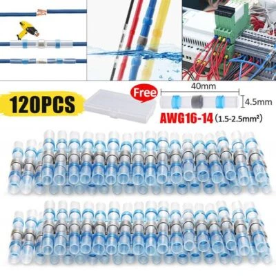 NONBRANDED 120pcs Solder Seal Sleeve Heat Shrink Wire Connector Butt Terminals Waterproof