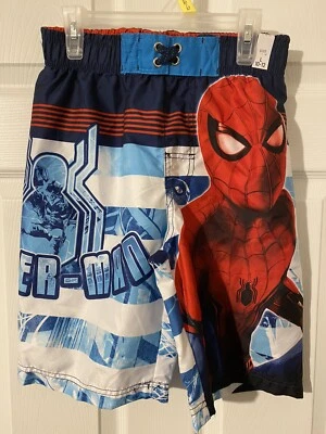 NWT Boys Youth Size (10/12) Spiderman Swim Shorts - Image 1 of 4