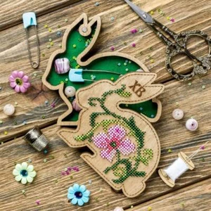 Bead embroidery kit on wood "Easter bunny" - Picture 1 of 7
