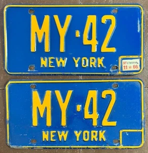 Par de matrículas de Nueva York 1966 #MY-42 - Imagen 1 de 1