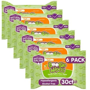 Boogie Wipes Saline Nose Wipes 30 Count Gentle Cleaning for All Ages - Picture 1 of 1